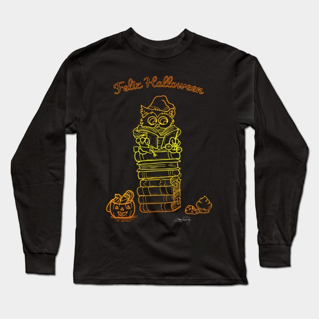 Feliz Halloween búho Long Sleeve T-Shirt by Happy Lines Family